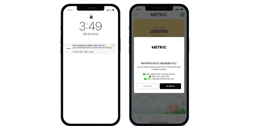 CRM 케이스 스터디 #1. User Lifecycle에 따른 고객 분류, 메시지 채널 종류 알아보기 17 push notification inapp message 1024x504 1